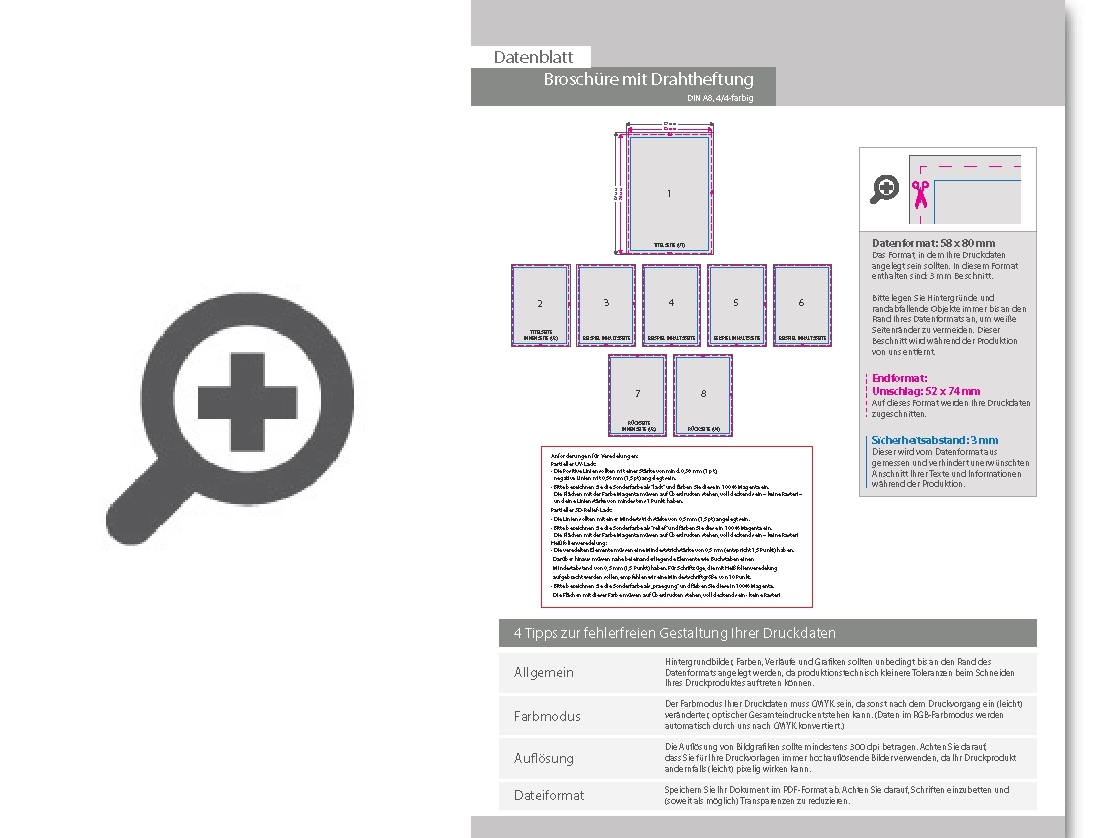 Product Bild brosch__re_mit_drahtheftung__endformat_din_a8__88-seitig