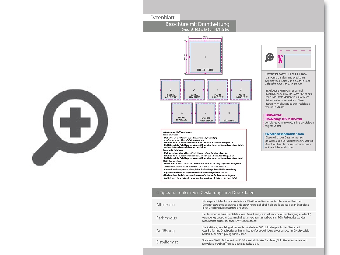 Product Bild brosch__re_mit_drahtheftung__endformat_quadrat_10_5_cm_x_10_5_cm__108-seitig