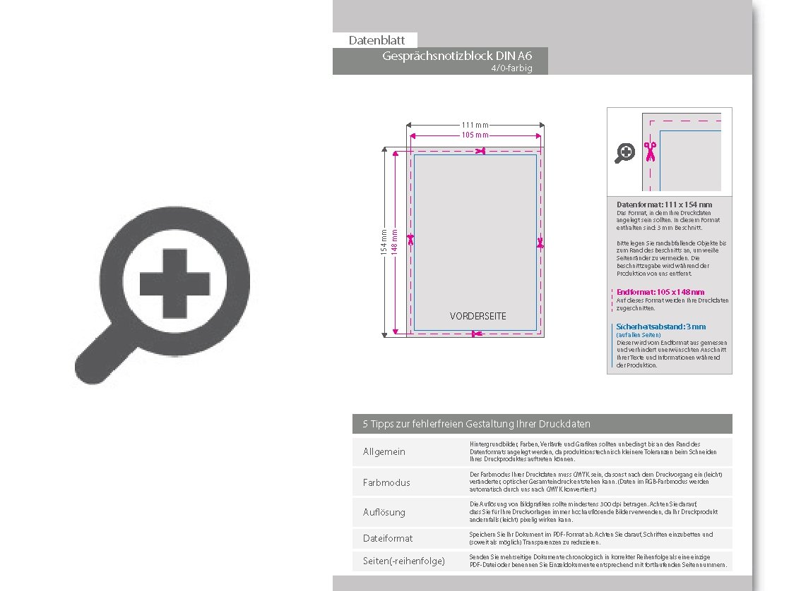 Product Bild gespr__chsnotizblock__din_a6__100_blatt__4_0_farbig_einseitig_bedruckt