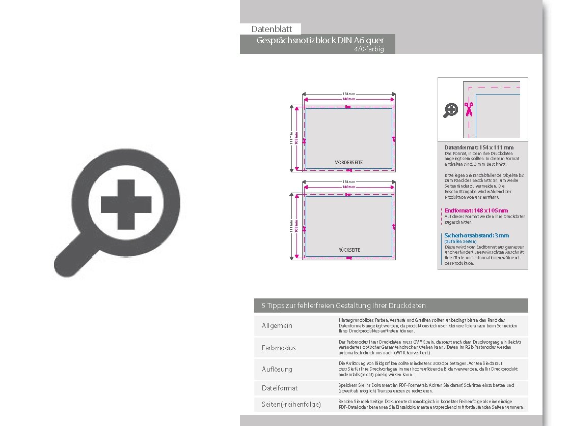 Product Bild gespr__chsnotizblock__din_a6_quer__50_blatt__4_4_farbig_beidseitig_bedruckt