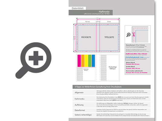 Product Bild haftnotizen-set_100_blatt_mit_kunststoffmarkern_im_bedrucktem_softcover-kartonumschlag