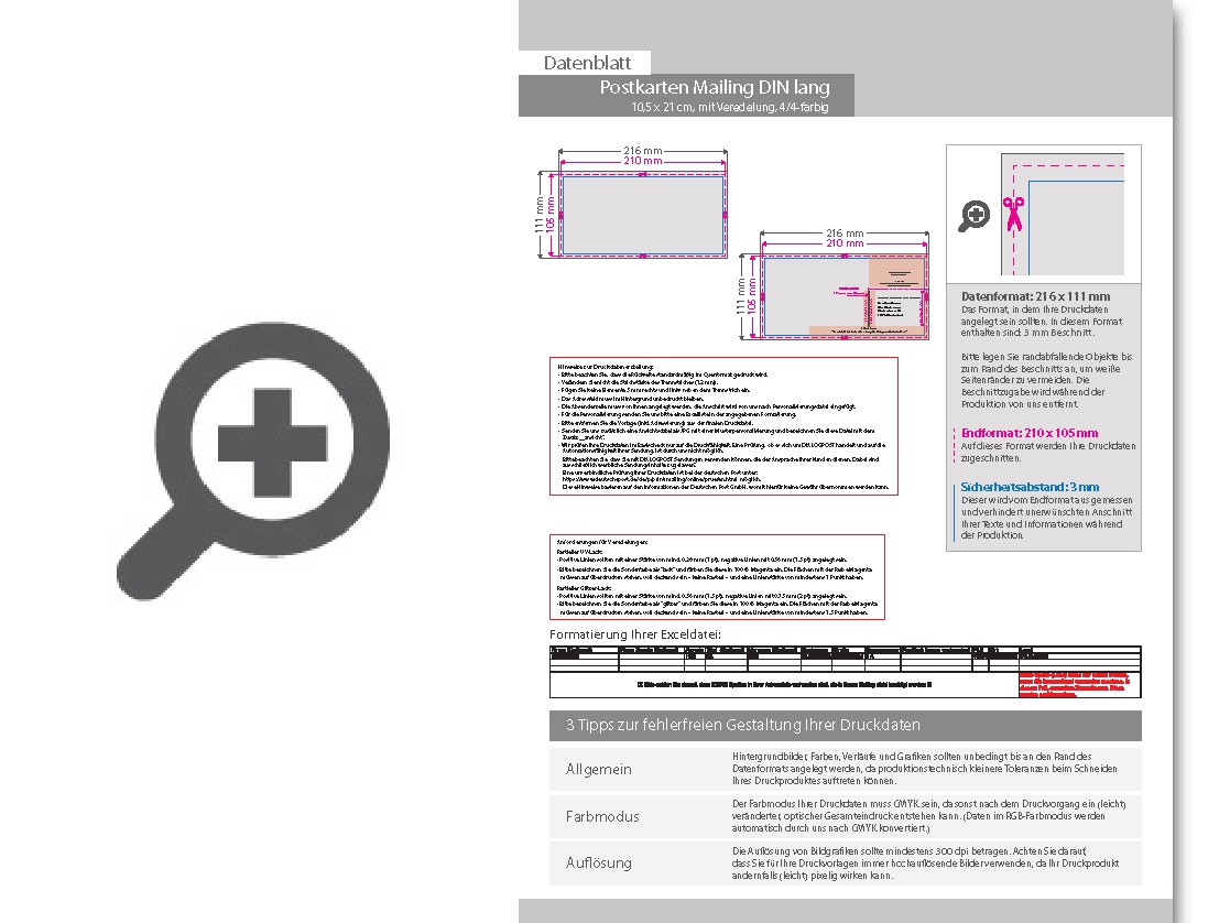 Product Bild postkarten-mailing_din_lang_quer_(21_0_cm_x_10_5_cm)_mit_mattfolie_kaschiert